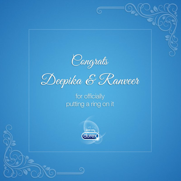  Deepika Padukone – Ranveer Singh wedding: Durex has a NAUGHTY congratulatory wish for the couple (see pic) 