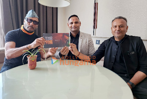 Photos: Jackie Shroff, director Shravan Tiwari and producer Sandip Patel address the media in Ahmedabad after Two Zero One Four shoot