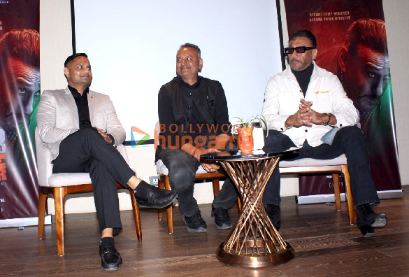 Photos: Jackie Shroff, director Shravan Tiwari and producer Sandip Patel address the media in Ahmedabad after Two Zero One Four shoot