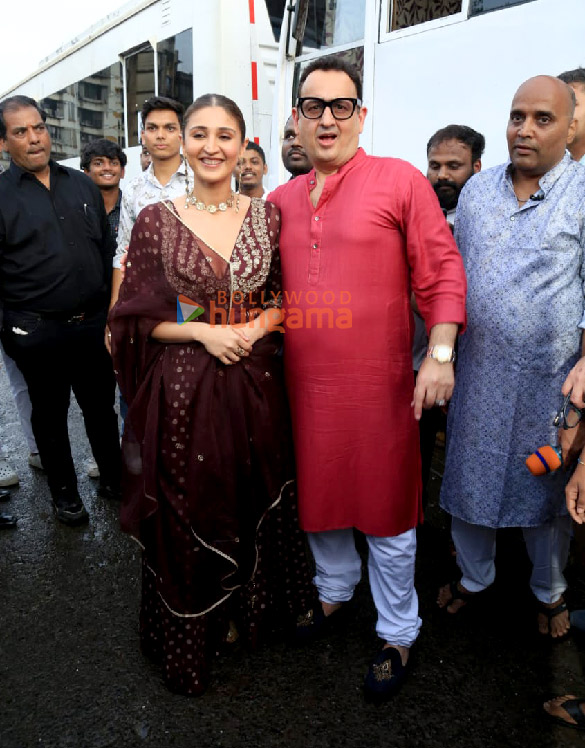 Photos: Shehnaaz Gill and Dhvani Bhanushali along with her father Vinod Bhanushali attend the Dahi Handi celebrations in Ghatkopar