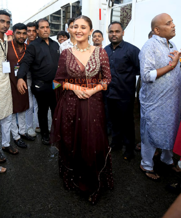 Photos: Shehnaaz Gill and Dhvani Bhanushali along with her father Vinod Bhanushali attend the Dahi Handi celebrations in Ghatkopar