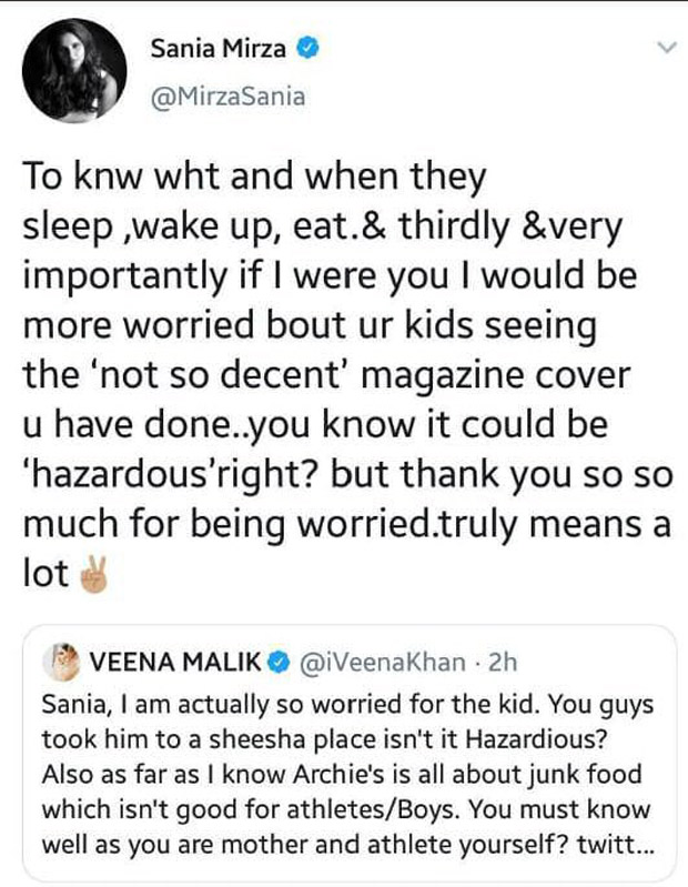 India Vs Pakistan World Cup Post Pakistan's defeat Veena Malik lashes out at Sania Mirza; accuses her of neglecting her child and husband Shoaib Malik’s health