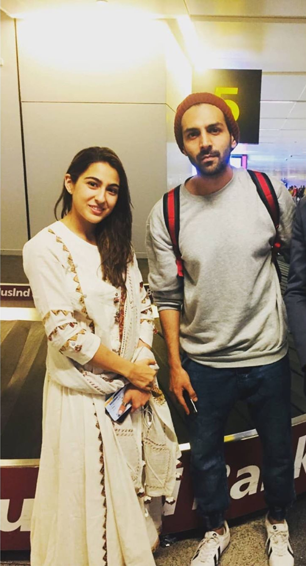 This video Kartik Aaryan hugging Sara Ali Khan while he drops her at Lucknow airport is going viral