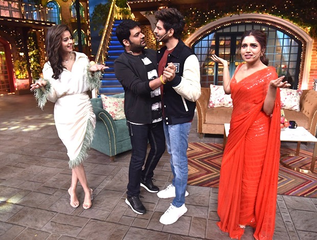 The Kapil Sharma Show - Kartik Aaryan was rewarded kisses after shooting 'Dheeme Dheeme' song with Ananya Panday and Bhumi Pednekar