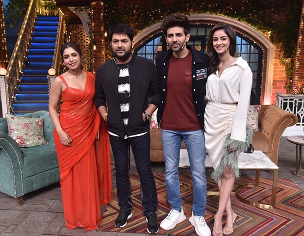 The Kapil Sharma Show - Kartik Aaryan was rewarded kisses after shooting 'Dheeme Dheeme' song with Ananya Panday and Bhumi Pednekar