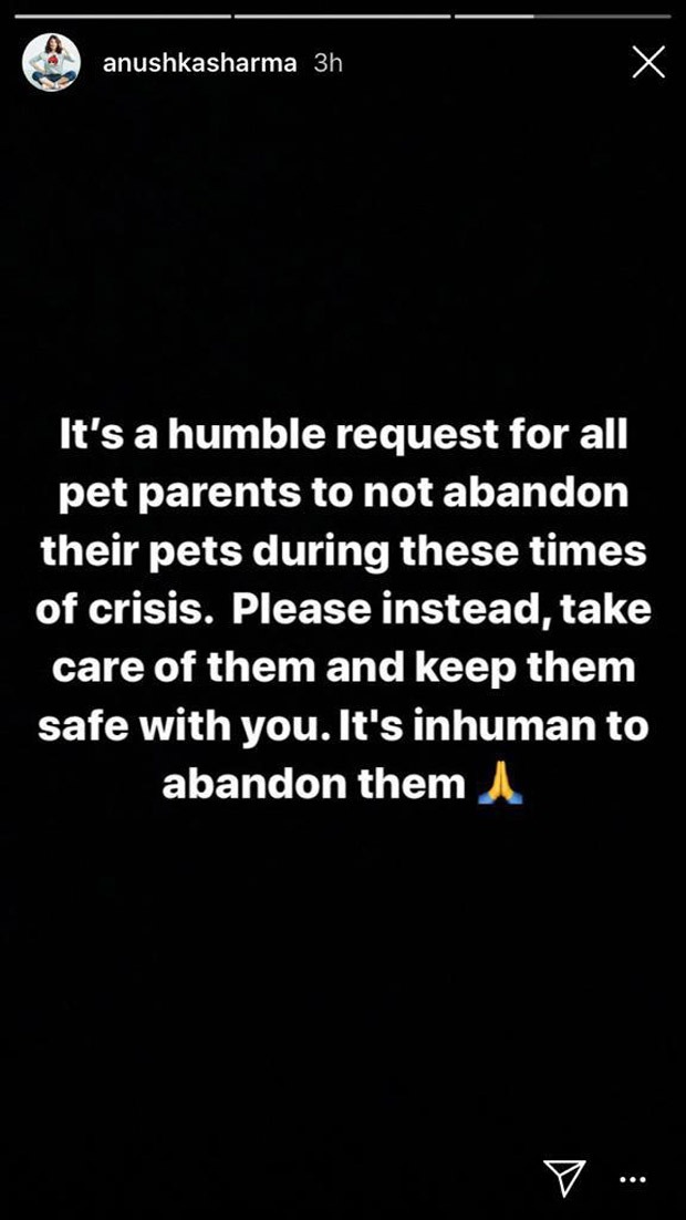 Anushka Sharma requests people to not abandon their pets amid rising coronavirus concerns!