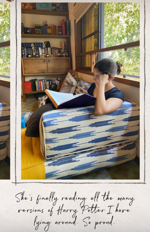 Shaheen Bhatt captures Alia Bhatt reading Harry Potter on World Book Day 