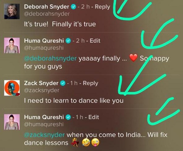 Huma Qureshi promises to fix dance lessons for Justice League director Zack Snyder