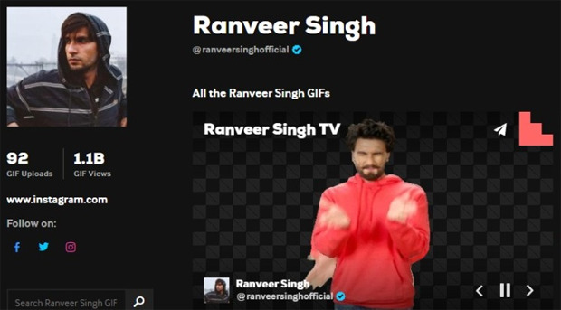 Ranveer Singh beats Selena Gomez to record over 1 billion views with his GIFs