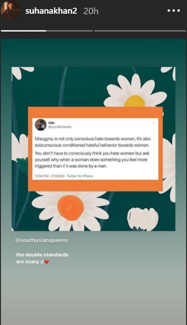 Suhana Khan shares a post on misogyny amidst Bollywood actresses being summoned in drug probe