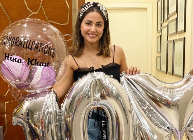 Bigg Boss 14’s toofani senior Hina Khan celebrates 10 million followers on Instagram with balloons and cake