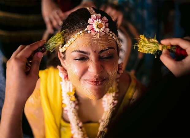 Bride-to-be Kajal Aggarwal gets captured at her candid best on her Haldi ceremony