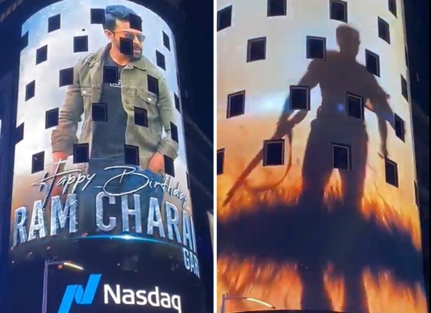 Ram Charan’s popular movie looks displayed at New York’s Times Square on his birthday