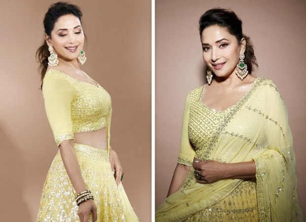 Madhuri Dixit sparkles in embroidered yellow lehenga for Dance Deewane 3 shoot 