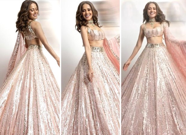 Nushrratt Bharuccha looks resplendent in Manish Malhotra’s signature sequins encrusted pink lehenga