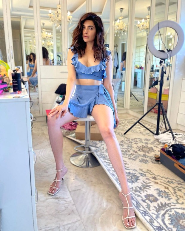 Karishma Tanna enjoys cosy Sunday in ruffled crop top and mini wrap skirt 