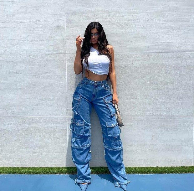 Kylie Jenner channels 90s and Y2K vibes in one-shoulder white crop