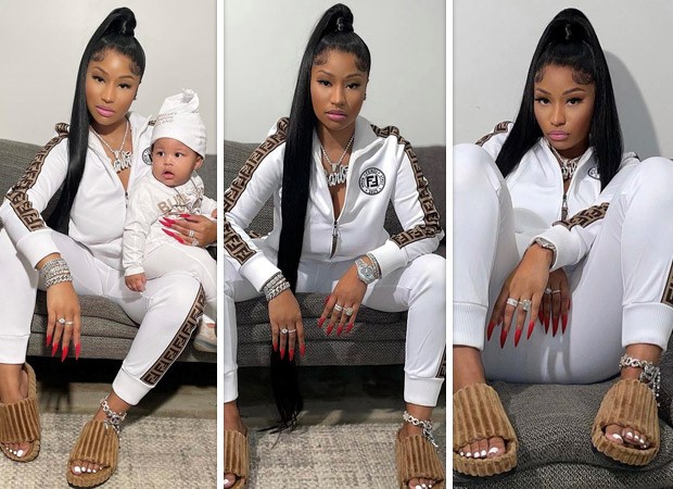 Nicki Minaj twins with son as she in a designer tracksuit : Bollywood News - Bollywood Hungama
