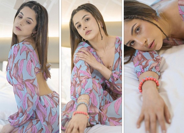 Shehnaaz Gill looks stunning in plunging neckline printed dress