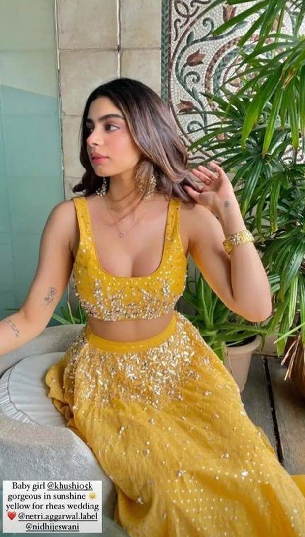 Khushi Kapoor looked stunning in a bright yellow lehenga worth nearly Rs.  40,000 at Rhea Kapoor's wedding 40000 : Bollywood News - Bollywood Hungama