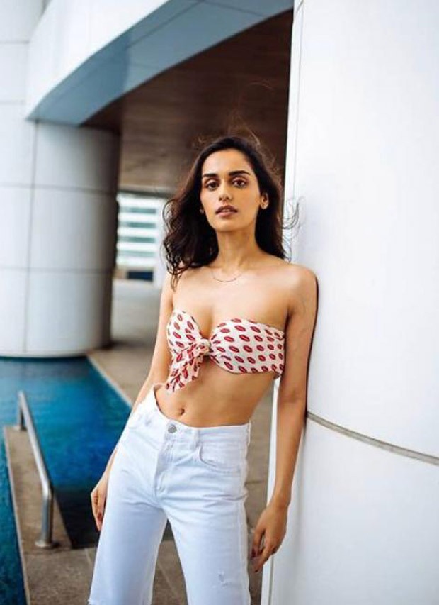 Manushi Chillar raises oomph factor in strapless printed bralette and skinny jeans Manushi Chillar raises oomph factor in strapless printed bralette and skinny jeans