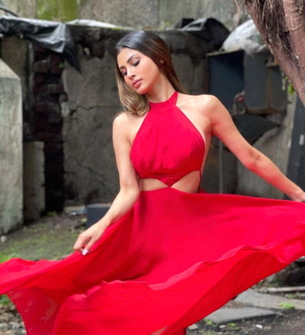 Mouni Roy looks ravishing in a fiery backless red dress