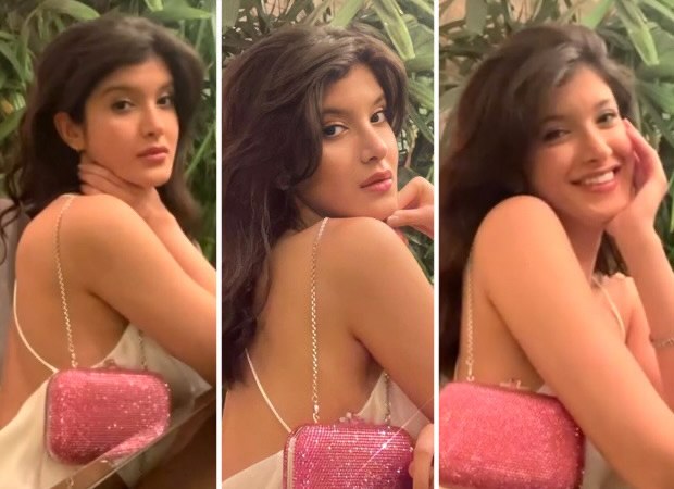 Shanaya Kapoor shares a few glamorous snaps donning satin backless dress