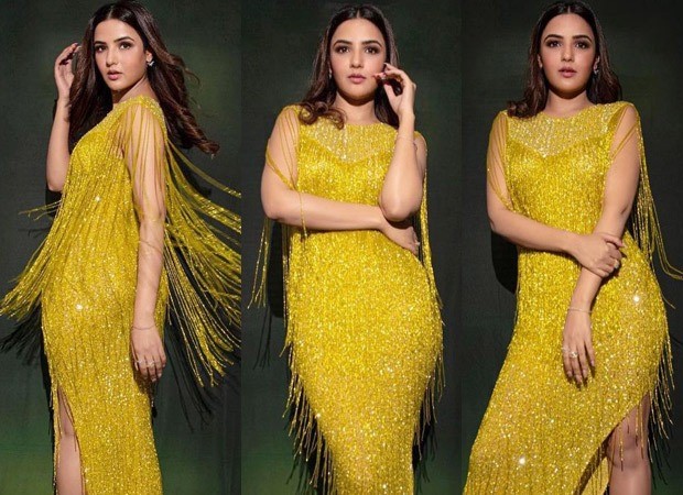 Jasmin Bhasin blinds us with her brightness in a shiny gold fringe dress