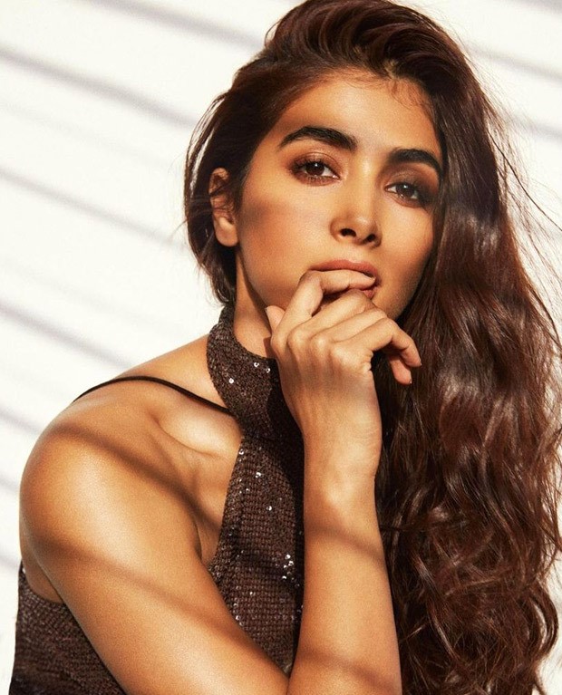 Pooja Hegde looks dreamy in a shiny brown dress