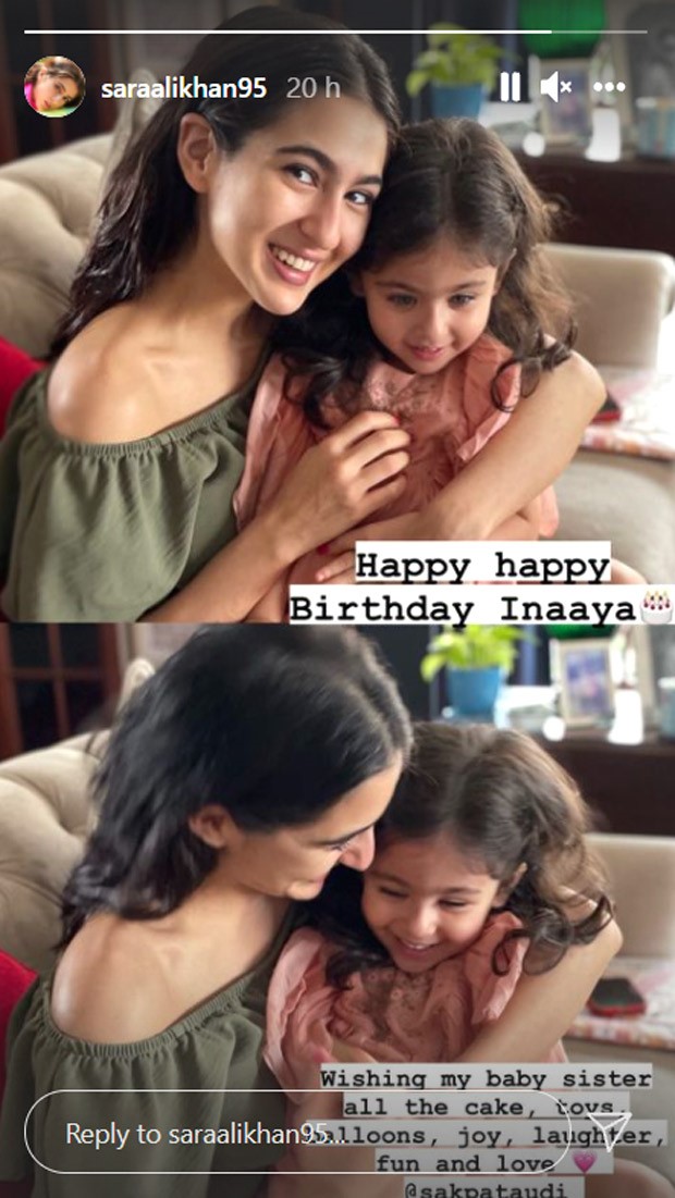 Sara Ali Khan wishes baby sister Inaaya Naumi Kemmi on her birthday with adorable pictures