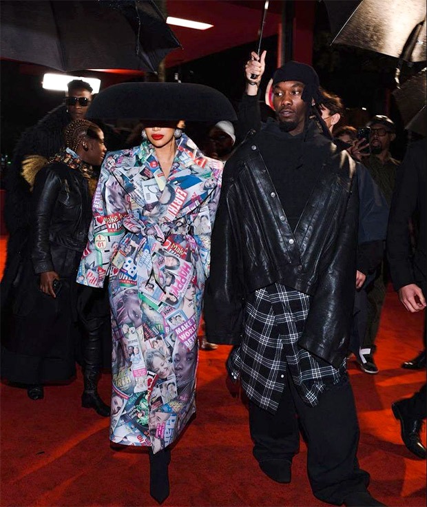 Cardi B makes an over the top appearance for Balenciaga with husband Offset in tow