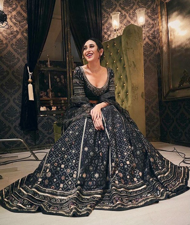 Karisma Kapoor Resham Work Flaring Style Party Wear Suit