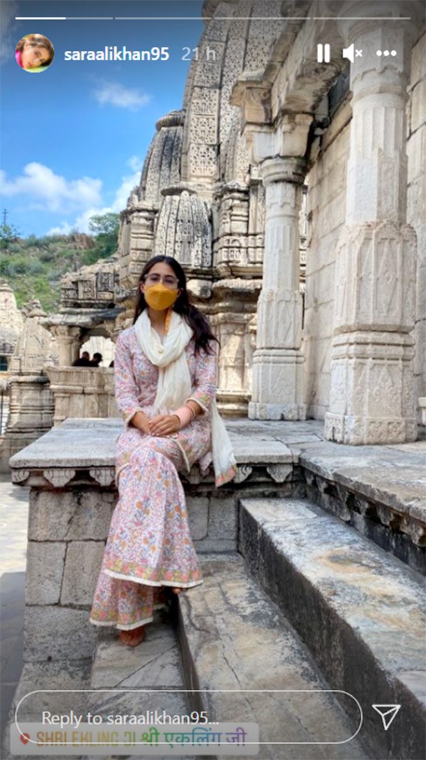 Sara Ali Khan pays a visit to a temple during her trip to Udaipur
