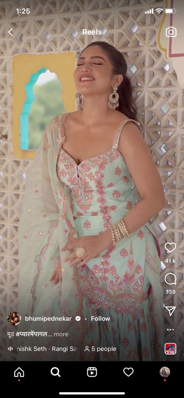 Bhumi Pednekar is bespoke in a sky blue gharara set with heavy mirror work