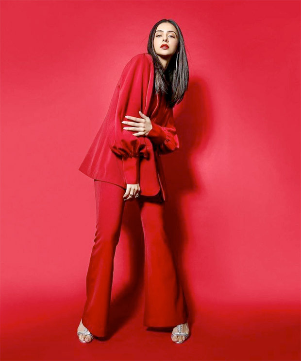Rakul Preet Singh is a red hot boss lady in a blood red pantsuit Rakul Preet Singh is a red hot boss lady in a blood red pantsuit