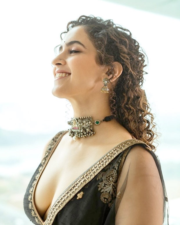 Sanya Malhotra Porn - Sanya Malhotra looks breathtaking printed black lehenga with plunging  neckline blouse for Meenakshi Sundareshwar promotions : Bollywood News -  Bollywood Hungama