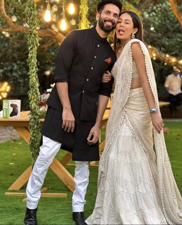 Shahid Kapoor and Mira Rajput make a goofy faces at Sanah Kapur s wedding she dons Rs. 1.68 lakh worth georgette lehenga saree 1 Bollywood News Bollywood Hungama