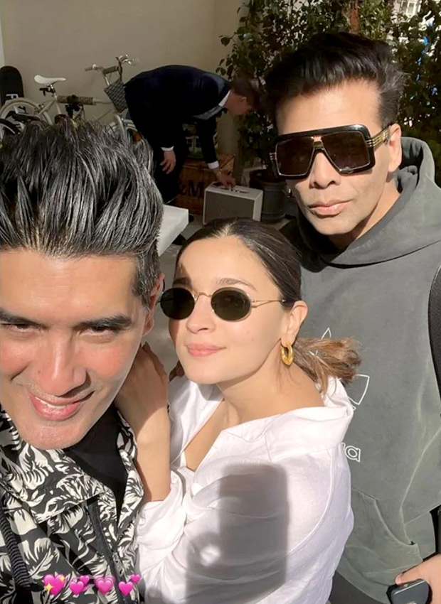 Alia Bhatt looks radiant in first photo after announcing pregnancy; poses with Karan Johar & Manish Malhotra
