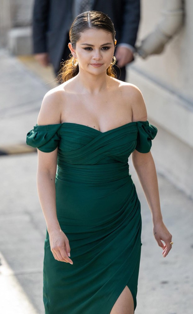 Selena Gomez shines in emerald for a day of high-end shopping in