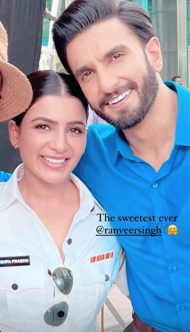 Samantha Ruth Prabhu is all smiles in photo with Ranveer Singh, calls him 'the sweetest ever' 