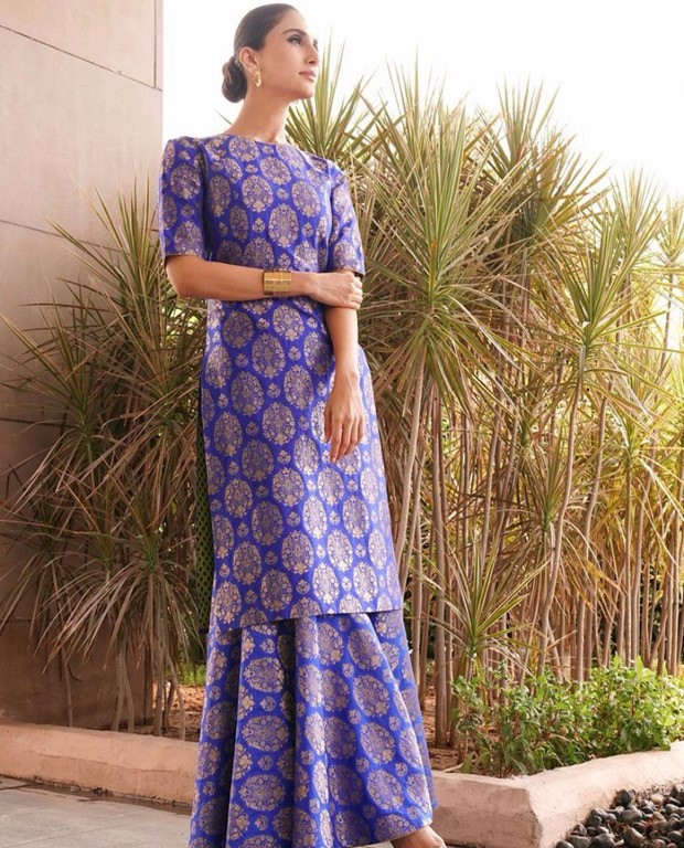 Vaani Kapoor gives major ethnic goals in royal blue palazzo set as she steps out to promote Shamshera 