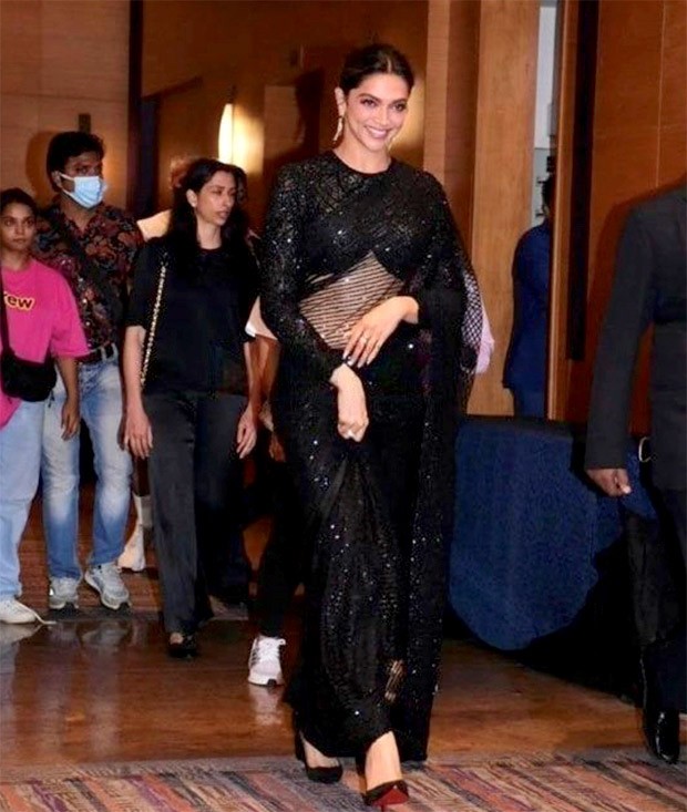 Deepika Padukone is a sight of grace in a black sheer saree and infinity blouse