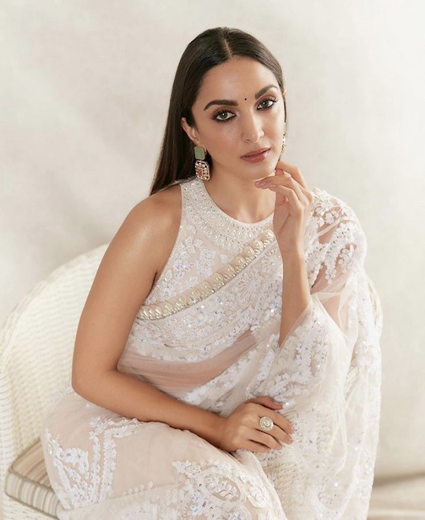 Kiara Advani in pristine white saree and infinity blouse is a