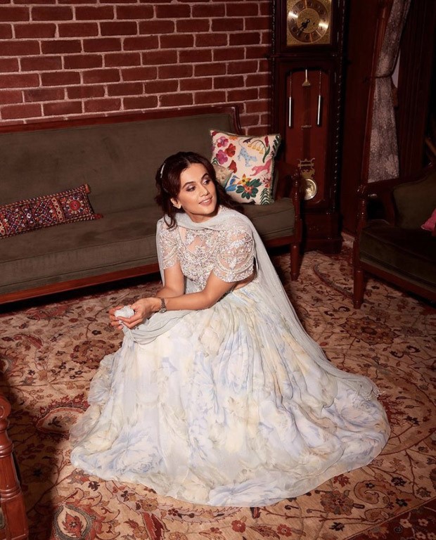 Taapsee Pannu dazzles her way in ice blue anarkali worth for 52K for Richa –Ali wedding reception Taapsee Pannu dazzles her way in ice blue anarkali worth for 52K for Richa –Ali wedding reception