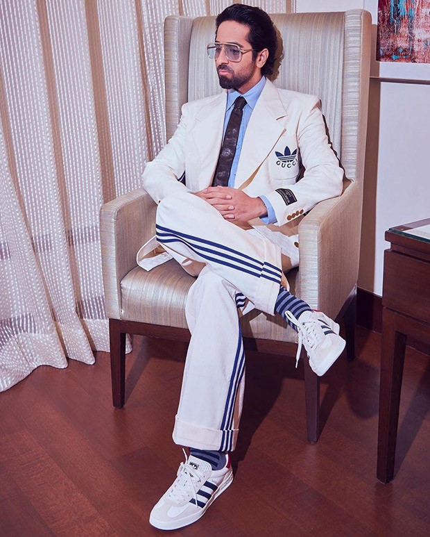 de ober Kan niet lezen of schrijven plank Ayushmann Khurrana looked dapper in a Gucci X Adidas suit at the evening  soiree with Anna Wintour last evening in Mumbai : Bollywood News -  Bollywood Hungama