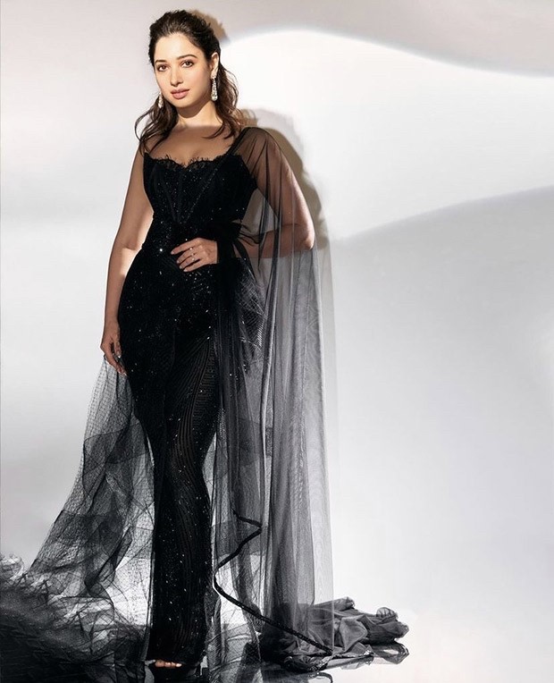 Tamannaah Bhatia transforms into black magic woman as dons Manish Malhotra’s black saree gown for Vogue Forces of Fashion event