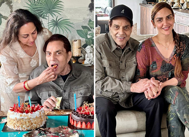 Hema Malini and Esha Deol share photos of cake cutting ceremony of Dharmendra
