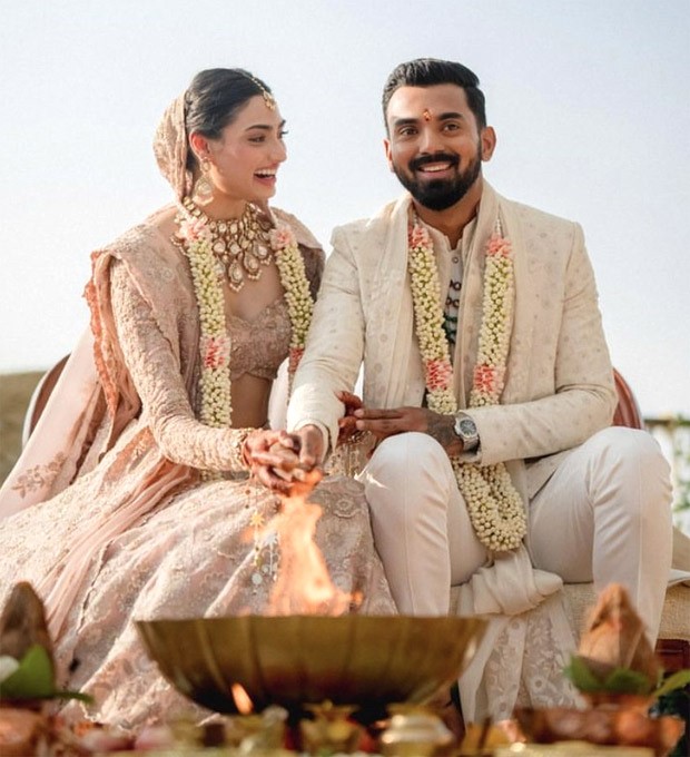 The pictures of KL Rahul and Athiya Shetty exchanging vows while dressed in Anamika Khanna outfits are right out of heaven
