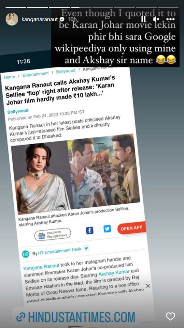 Kangana Ranaut takes a dig at Karan Johar