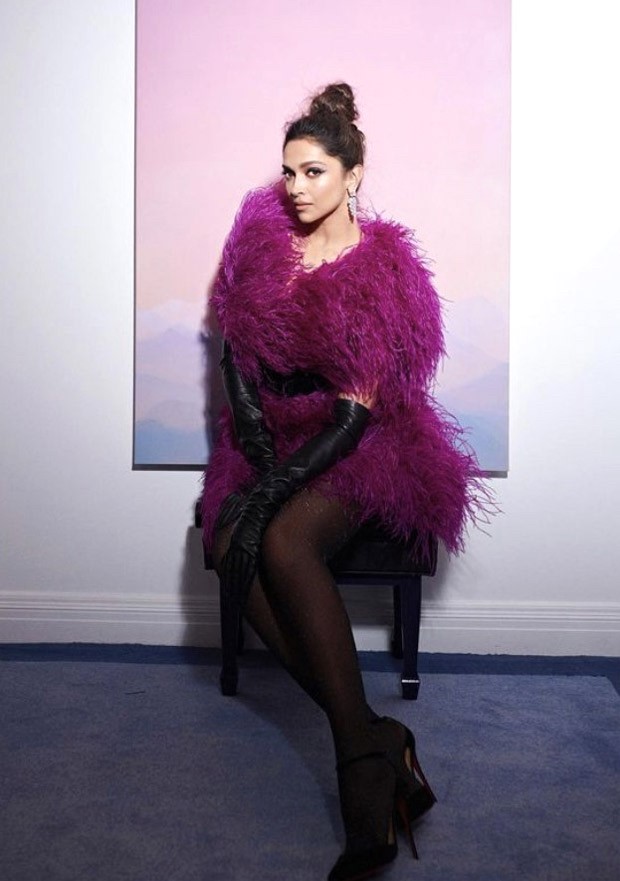 deepika padukone purple dress Image may contain: one or more people